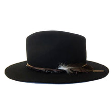 Load image into Gallery viewer, Black Camden Street Fedora by Carlisle Hats featuring a classic fedora design with a wide brim and stylish band detail.