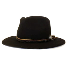 Load image into Gallery viewer, Black Camden Street Fedora by Carlisle Hats featuring a classic fedora design with a wide brim and stylish band.
