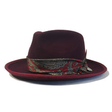 Load image into Gallery viewer, Carlisle Hats Camden Street X Burgundy Gold Fedora hat with a classic fedora shape and stylish color combination.