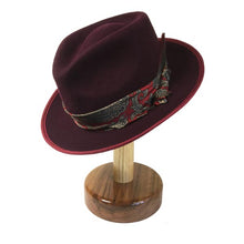 Load image into Gallery viewer, Carlisle Hats Camden Street X Burgundy Gold Fedora with a classic wide brim and stylish design, perfect for any fashionable outfit.