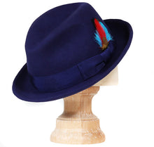 Load image into Gallery viewer, Black Elwood Fedora by Carlisle Hats featuring a classic fedora shape and wide brim, made of high-quality felt material.