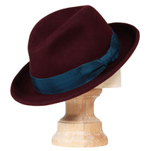 Load image into Gallery viewer, Black Carlisle Hats Elwood Fedora with a classic fedora shape and a wide brim, made from smooth material.