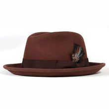 Load image into Gallery viewer, Black Carlisle Hats Elwood Fedora with a classic fedora design and wide brim, stylish and perfect for formal or casual wear.