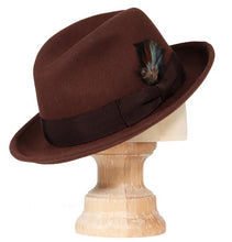 Load image into Gallery viewer, Black Elwood Fedora by Carlisle Hats featuring a classic fedora style with a wide brim and ribbon band.