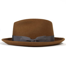 Load image into Gallery viewer, Black Elwood Fedora hat by Carlisle Hats, featuring a classic fedora style with a wide brim and pinched crown.