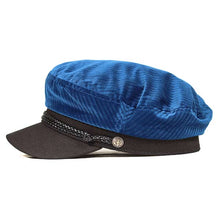 Load image into Gallery viewer, Black Carlisle Hats Skipper Cap Velour Cord, a stylish fisherman cap with a soft velour cord design and classic fisherman style.