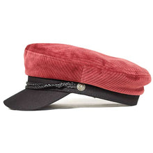 Load image into Gallery viewer, Carlisle Hats skipper cap in black velour cord, fisherman style with a small brim, classic and stylish headwear.