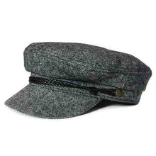 Load image into Gallery viewer, Carlisle Hats wool fleck fisherman cap, Skipper Cap style in small size, grey with textured wool pattern, classic maritime headwear