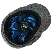 Load image into Gallery viewer, Carlisle Hats wool fleck fisherman cap with a small, classic design, featuring a grey wool blend fabric and brim for a vintage look.