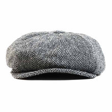 Load image into Gallery viewer, Brown Harris Tweed newsboy cap by Carlisle Hats with a classic rounded crown and short brim, stylish and warm for everyday wear.