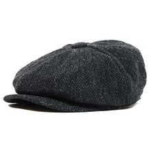 Load image into Gallery viewer, Classic Harris Tweed newsboy cap by Carlisle Hats featuring a textured wool fabric and a rounded, vintage-inspired style.