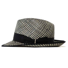 Load image into Gallery viewer, Carlisle Hats Elwood Panama straw hat with black and natural woven design, 55cm brim, stylish and lightweight sun protection accessory.