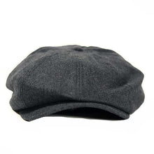 Load image into Gallery viewer, Grey wool mix newsboy cap by Carlisle Hats, featuring a classic round crown and brim for vintage-inspired style.