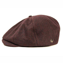 Load image into Gallery viewer, Wool mix wine-colored newsboy cap by Carlisle Hats, stylish and warm accessory with a classic vintage design.