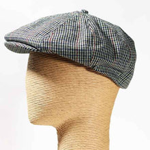Load image into Gallery viewer, Green tweed newsboy cap by Carlisle Hats featuring a classic rounded crown and short brim for vintage-inspired style.
