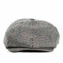 Load image into Gallery viewer, Green tweed newsboy cap by Carlisle Hats with a classic rounded brim and button detail, perfect for stylish casual wear.
