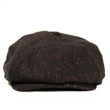 Load image into Gallery viewer, Black wool mix newsboy cap by Carlisle Hats with a fleck pattern, classic rounded crown, and short brim for a vintage style.