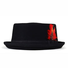 Load image into Gallery viewer, Carlisle Hats Orange Grove Pork Pie hat in assorted colors, featuring a classic black and orange design with a 54cm brim.