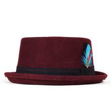 Load image into Gallery viewer, Carlisle Hats Orange Grove Pork Pie in assorted colors, 54cm, featuring a classic black and orange design with a structured brim.