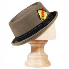 Load image into Gallery viewer, Carlisle Hats Orange Grove Pork Pie in black and orange, featuring an assorted color variety and a 54cm wide brim.