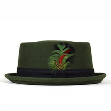 Load image into Gallery viewer, Carlisle Hats Orange Grove Pork Pie in assorted vibrant colors, 54cm size, featuring a classic black and orange design.