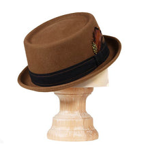 Load image into Gallery viewer, Carlisle Hats Orange Grove Pork Pie in assorted colors, 54cm, featuring a classic black and orange design with colorful patterning.