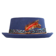Load image into Gallery viewer, Blue Orange Grove Pork Pie Hat by Carlisle Hats, stylish men's pork pie hat with a classic shape and orange grove color.