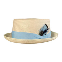 Load image into Gallery viewer, Carlisle Hats Toyo Straw Pork Pie Fedora with a wide brim and classic design, perfect for stylish summer wear.
