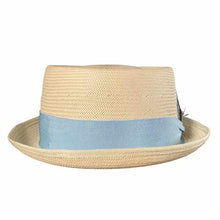 Load image into Gallery viewer, Toyo Straw Pork Pie Fedora hat by Carlisle Hats, featuring a classic pork pie shape and light straw material for a stylish look.