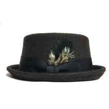 Load image into Gallery viewer, Carlisle Hats Pork Pie Choc A, a stylish brown pork pie hat with a narrow brim and classic design, displayed on a plain background.