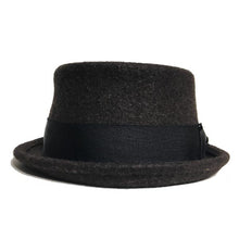 Load image into Gallery viewer, Carlisle Hats Pork Pie Choc A, classic brown pork pie hat with a structured crown and wide brim, stylish headwear accessory.