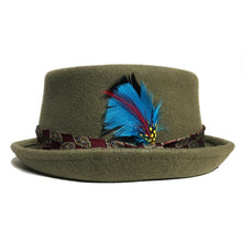 Load image into Gallery viewer, Carlisle Hats Pork Pie Fawn A in size 56, featuring a classic beige pork pie hat with a narrow brim and stylish band detail.