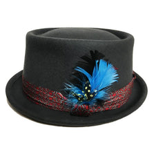 Load image into Gallery viewer, Grey Carlisle Hats Pork Pie style hat with a structured crown and wide brim, perfect for stylish accessory wear.